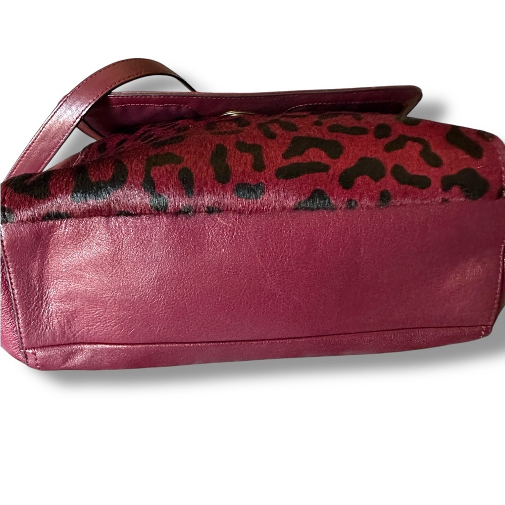 Coach Park Hair Calf Turnlock Flap Satchel Bag Leopard Oxblood Burgundy 2013 - Picture 3 of 11